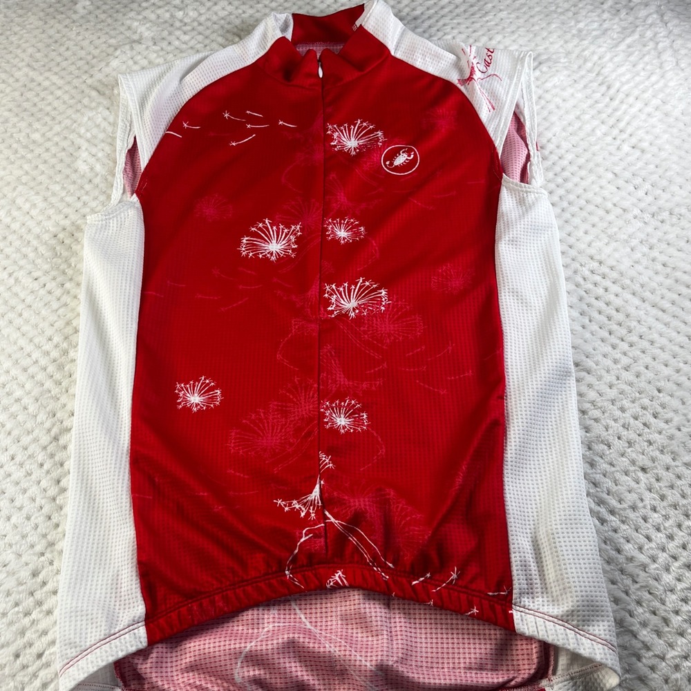 Castelli Red White Dandelion Sleeveless Cycling Jersey Vest Women's Size‎ L